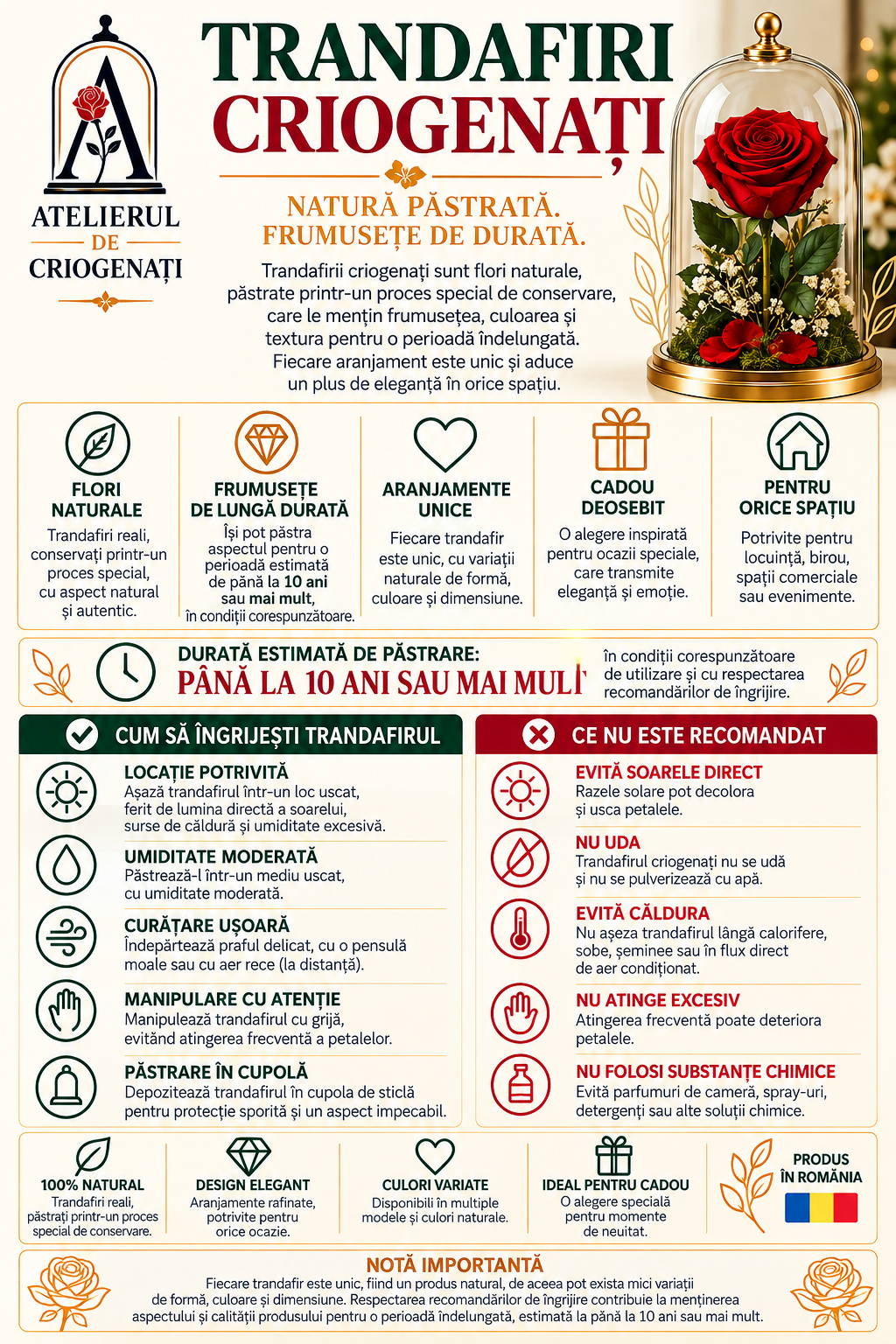 Trandafir Criogenat Tricolor Romania